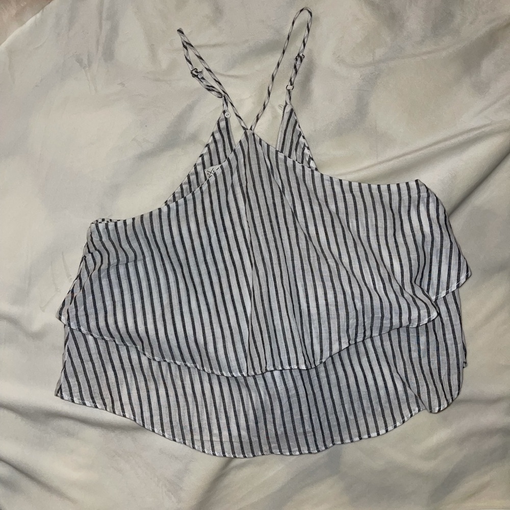 Blue and white linen halter top from Bevello
